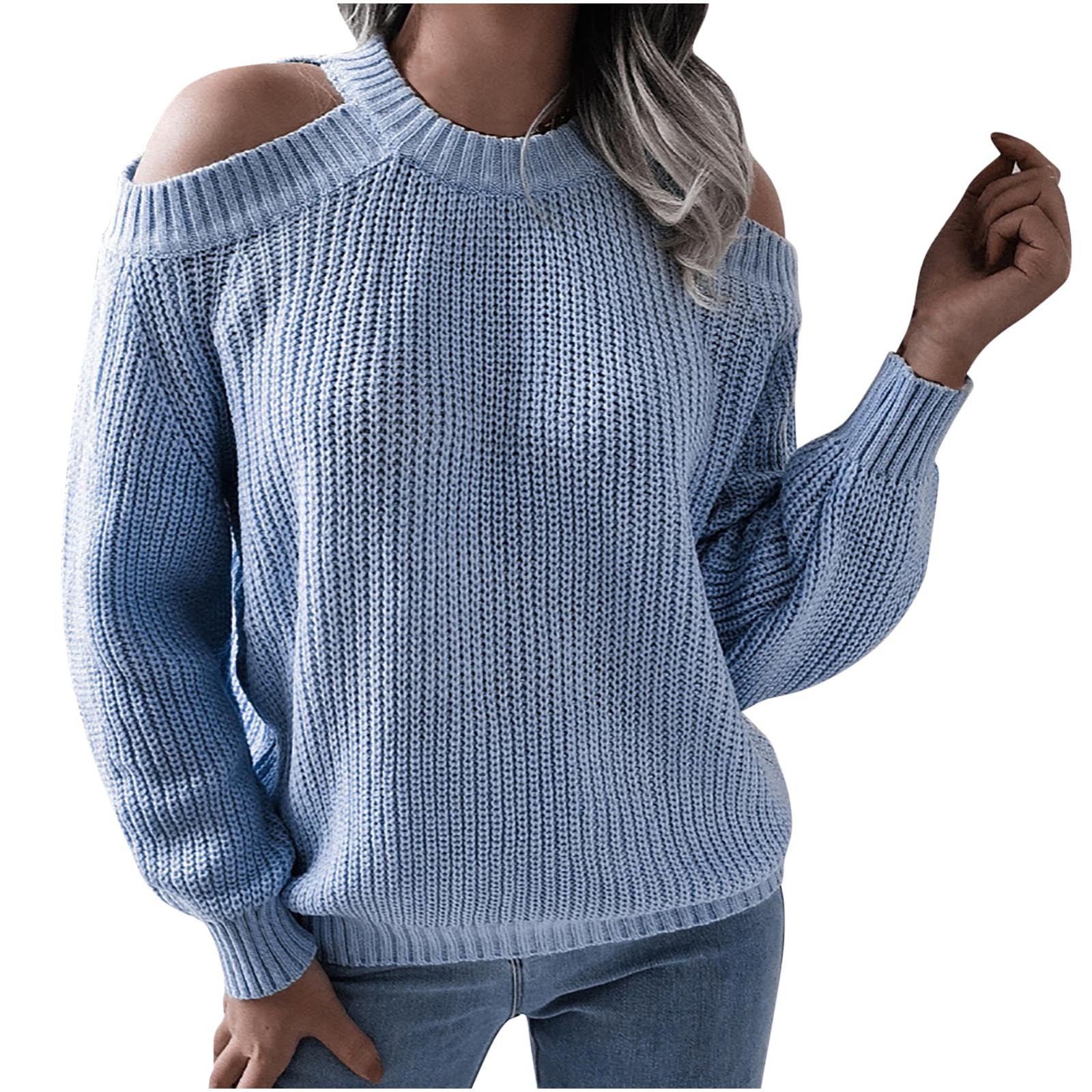 Shoulder Knit Sweater Casual Loose Fit 