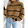 thumbnail image 2 of ZAXARRA Pull Col Roulé Ample pour Femmes Manches Longues Rayé Printemps Automne Mode Urbaine, 2 of 7