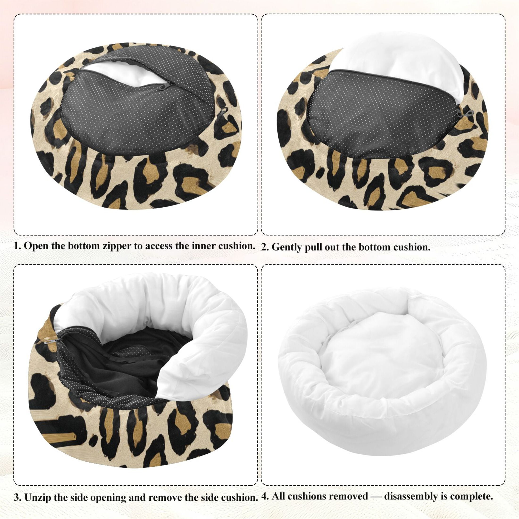 Pet Bed Pet Mat Cozy Removable & Washable Comfort For Cats And Dogs Leopard Print Vector