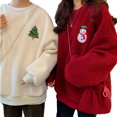 thumbnail image 2 of Sudadera con capucha de gran tamaño informal para otoño e invierno, con bordado de muñeco de nieve y árbol de Navidad para mujer, sudadera polar, bolso a juego, 2 of 4
