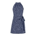 thumbnail image 5 of Summer Dresses Sevevn Women's Summer Dress Dot Print Halter Neck Tie Waist Casual Zipper Back Vacation Beach Casual Dresses For Women, 5 of 9
