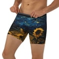 thumbnail image 3 of Salouo Oil Starry Sky Sunflower Pattern Men's Boxer Briefs, Soft & Breathable Underwear Elastic Waistband Briefs for Men,1-Pack, 3 of 7