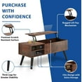 thumbnail image 3 of PRZL Lift Top Coffee Table with Hidden Compartment - Modern Living Room Dining Table with Rising Tabletop Lifttop Desk for Apartment, Home, Condo (Rustic Brown), 3 of 8