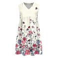 thumbnail image 3 of WTOBBY Women's Casual Fashion Breathable V-Neck Vest with Pockets Floral Holiday Dress, Summer Lightweight Design for Comfort, Perfect for Beach and Outdoor Fun,Watermelon Red S, 3 of 4