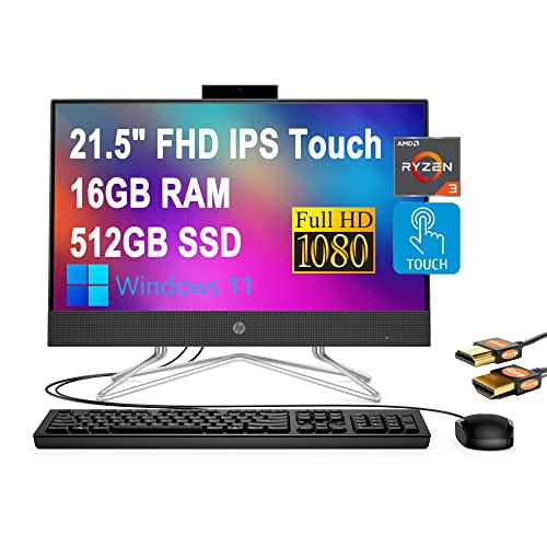 HP 22 AllinOne Desktop Computer 21.5" Diagonal FHD IPS Touchscreen (72 NTSC) AMD Ryzen 3
