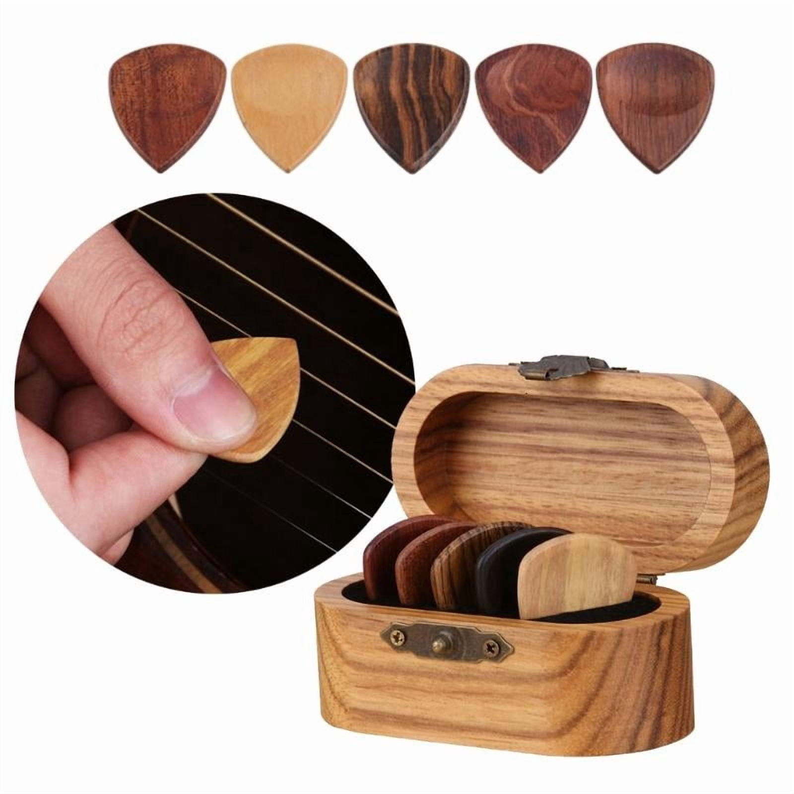 CEORPER Wooden Guitar Plectrums Holder Set Mini Jewelry Box Wooden Guitar Pick Box