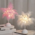 thumbnail image 6 of Tunhigl Stylish Feather Table Lamp for Bedroom Decor - Battery-Operated LED Night Light with Warm Glow, for Living Room, Party, Wedding Centerpiece, Christmas, and Valentine's Day Gifts Pink, 6 of 7