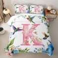 thumbnail image 2 of Castle Fairy Floral Letter K Hummingbird Twin Quilt Set for Teens,Watercolor Pattern Twin Coverlet Set, 2 of 7