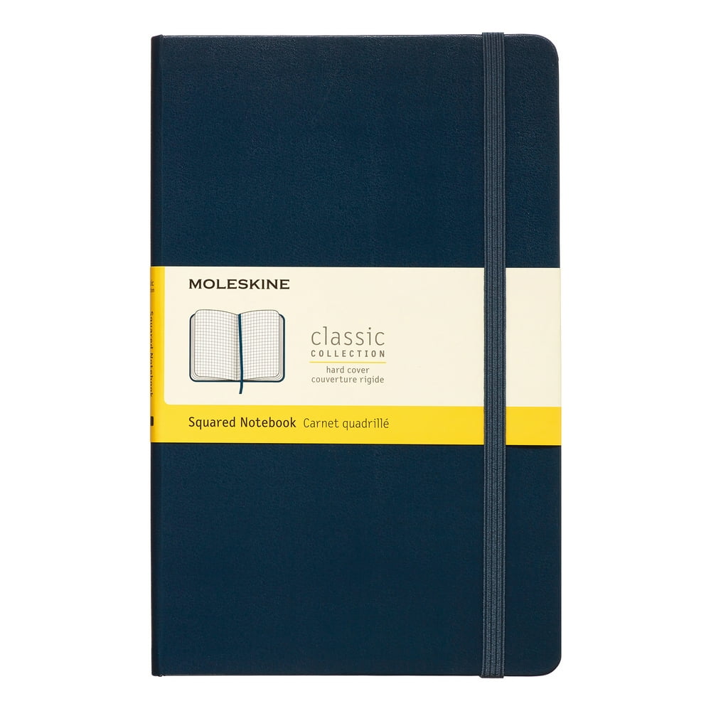 Moleskine Classic Squared Large Notebook, Hard Cover, Sapphire Blue, 5