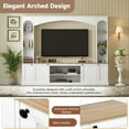thumbnail image 4 of Elegant Arched Entertainment Center Wall Unit with Bookshelf, Farmhouse Large TV Stand with Wood Grain for TVs Up to 70", 91inch Stylish Media Console with Adjustable Shelves for Living Room, White, 4 of 7