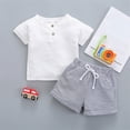 thumbnail image 2 of peqiut Baby Boys Summer Clothes Sets Outfits 0M 6M 12M 18M 2T 3T Ribbed Short Sleeve Striped Shorts Outfits Clothes, 2 of 7