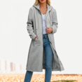 thumbnail image 2 of Luwomo Leisure Jackets for Womens Loose Fit Long Sleeve Hooded Zippered Long Cardigan Sweatershirt Coat Blouses Grey,S, 2 of 6