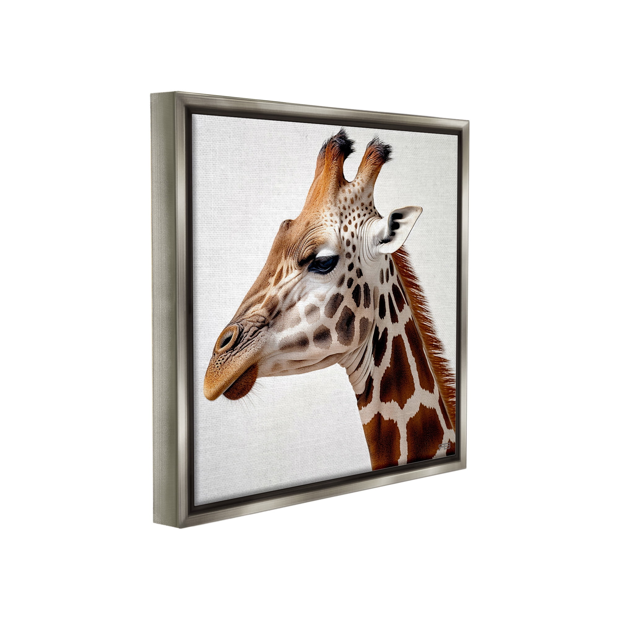 Stupell Industries Traditional Giraffe Portrait Animals & Insects Painting Gray Floater Framed Canvas Art Print Wall Art, 25 x 25