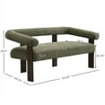thumbnail image 3 of Knox Modern Boucle Upholstered Loveseat, Round Armchair with Solid Wood Base, Green, 3 of 9