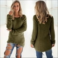 thumbnail image 2 of Yoodem Sweaters for Women Christmas Sweater Womens Casual Solid Long Sleeve Jumper Sweaters Blouse Cropped Sweaters for Women Army Green XL, 2 of 5