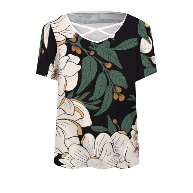 Gibobby Playera Manga Corta para Mujer Camiseta manga corta estampada para mujer verano Top suelto informal(A,XL)