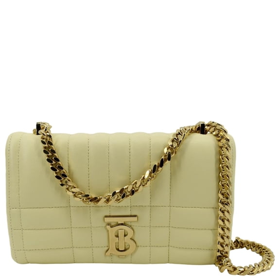 Pre-Owned BURBERRY Lola Medium Quilted Leather Shoulder Bag Cool Lemon