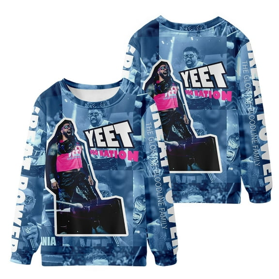 Jey Uso Merch Digital printed fashionable off shoulder round neck long sleeved sportswear for street wear