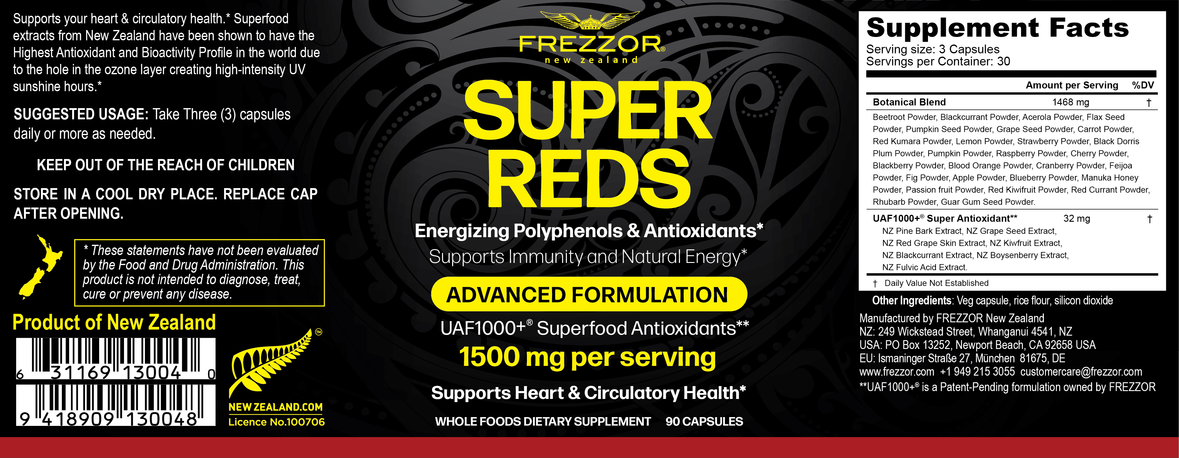 FREZZOR Omega 3 Black Green Lipped Mussel Oil, 53x Higher potency for Superior Joint Comfort & Mobility, No Fishy Aftertaste, 1 Bottle, 60 Softgels plus 1 Bottle of Super Reds