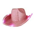 thumbnail image 2 of Sombrero de vaquero iluminado, sombrero de sol de moda para festivales, playas, vacaciones, regalo de celebración Rosa, 2 of 8