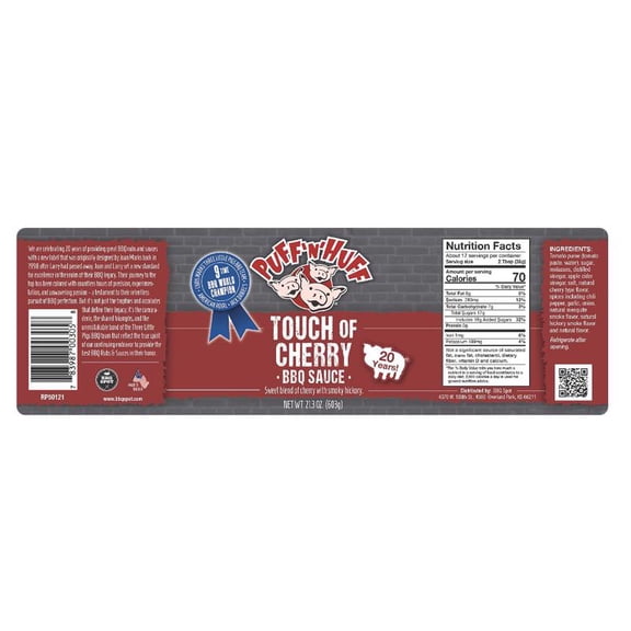 Three Little Pigs Touch of Cherry BBQ Sauce 21.3 oz
