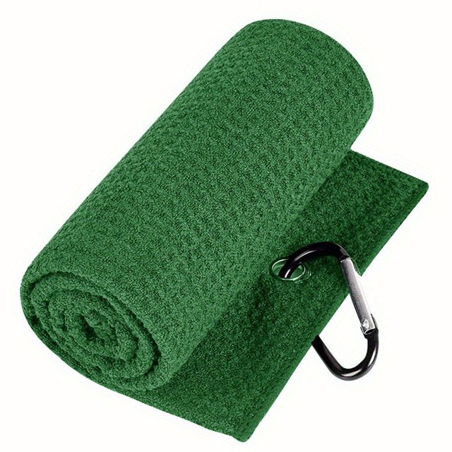 2PCS Multi-Color Microfiber Golf Towel – Ultra-Absorbent Waffle Pattern for Golf Clubs & Balls (green,40*40cm)