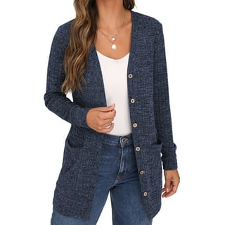 Time and Tru Women's Long Sleeve Button Front Rib Cardigan with Belt ...