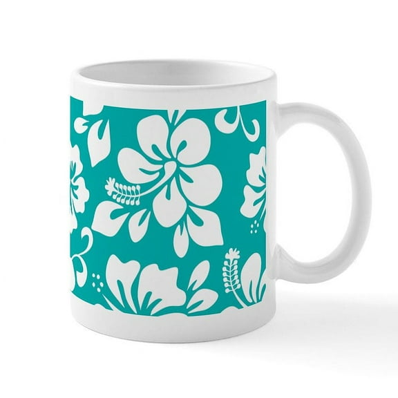 CafePress - Turquoise Hawaiian Hibiscus Mugs - 11 oz Ceramic Mug - Novelty Coffee Tea Cup
