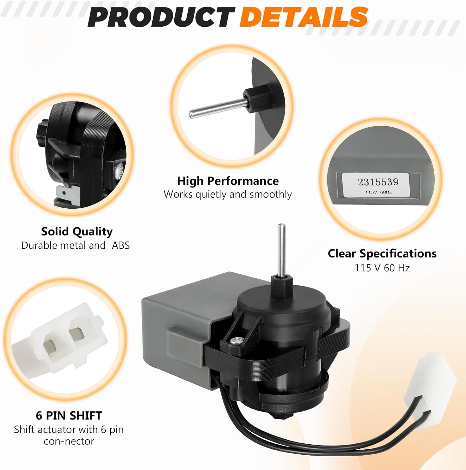 2315539 WP2315539 Refrigerator Evaporator Fan Motor Replacement Part 115V 60Hz Compatible with Whirlpool Kenmore Maytag Amana KitchenAid W10438708 AP6007247