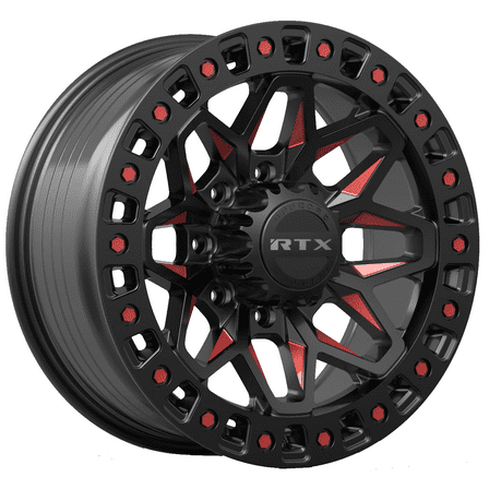 18x9 RTX Zion Gloss Black Milled Red Wheel 8x180 (20mm)