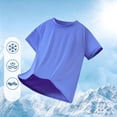 thumbnail image 6 of QHFBli Boys Mesh Crew Neck Tees, Kids Athletic T-Shirts, Lightweight Breathable Tops for Tennis, Running & Casual Wear Blue 11-12 Years, 6 of 9
