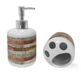 thumbnail image 2 of Ambesonne Floral Soap Dispenser & Toothbrush Holder Set, Folkloric Grunge Flowers, 2 Pcs, Taupe Grey Multicolor, 2 of 6