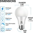 thumbnail image 5 of ENERGETIC 13.5W A19 LED Light Bulb,100W Equivalent E26 Base, Non-Dimmable, 1600 Lumens，UL Listed, 3000K ,4 Pack, 5 of 6
