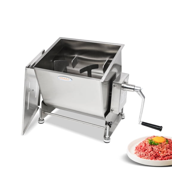 Hakka 22.5L/45lb Manual Meat Mixer with Tilting Stainless Steel Tank, Hand Crank Sausage Mixer