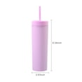 thumbnail image 3 of Injueey Botella de agua de 16OZ, vaso de paja esmerilado de plástico de 2 capas, bebida portátil, taza de té de la leche, soporte para café y jugo Mostrada morado claro NO2 Injueey HA007950-04B, 3 of 6