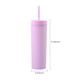 thumbnail image 5 of Naiovety Botella de agua de 16OZ, vaso de paja esmerilado de plástico de 2 capas, bebida portátil, taza de té de la leche, soporte para café y jugo Mostrada morado claro NO2 Naiovety HA007950-04B, 5 of 6