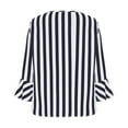 thumbnail image 4 of Ruimatai Women's Casual Oversized Hooded Striped Knit T-Shirt 3/4 Sleeve Comfortable Soft Stretch Round Neck Loose Fit Tops, 4 of 7