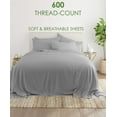thumbnail image 2 of 28-INCH EXTRA DEEP POCKETS - 6 PC Queen Sheet Set - (Extra Pillowcases, Fitted & Flat) 600-Thread-Count 100% Egyptian Cotton, Soft Breathable - Long Staple 600TC Cotton- Light Grey, 2 of 7