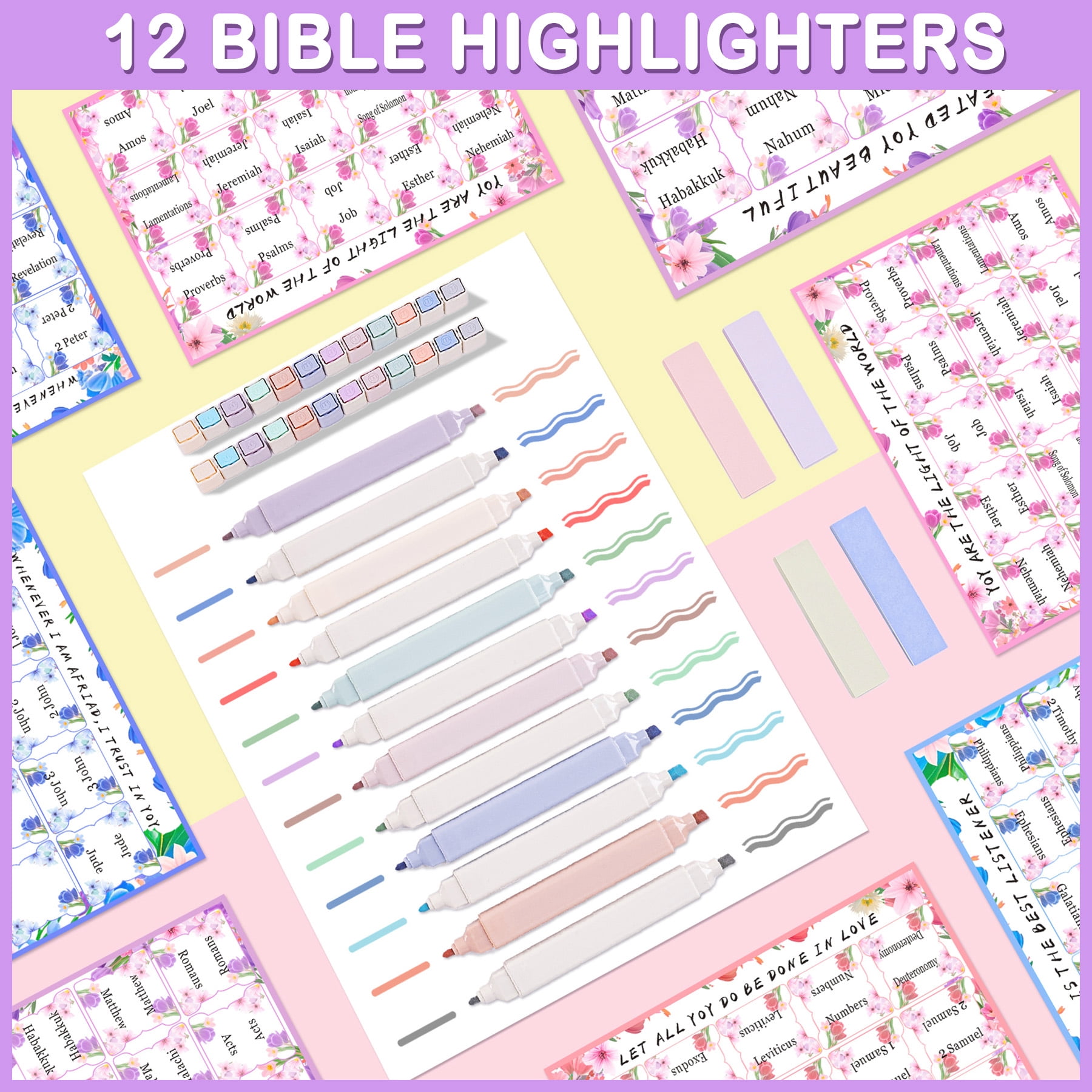 Bible Cover Case for Women with Shoulder Strap, Study Supplies Journaling Kit with Bible Highlighters, Mothers Day Christian Gifts