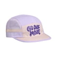thumbnail image 3 of Mesh 5 Panel Running Cap with Go One More Embroidery and Short Brim Featuring Color Block Design Purple, 3 of 4