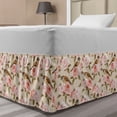 thumbnail image 1 of Floral Bed Skirt, Victorian Style Image of Rose Flowers with Leaves and Little Sparrow Birds, Elastic Bedskirt Dust Ruffle Wrap Around for Bedding Decor, 4 Sizes, Champagne Multicolor, by Ambesonne, 1 of 2