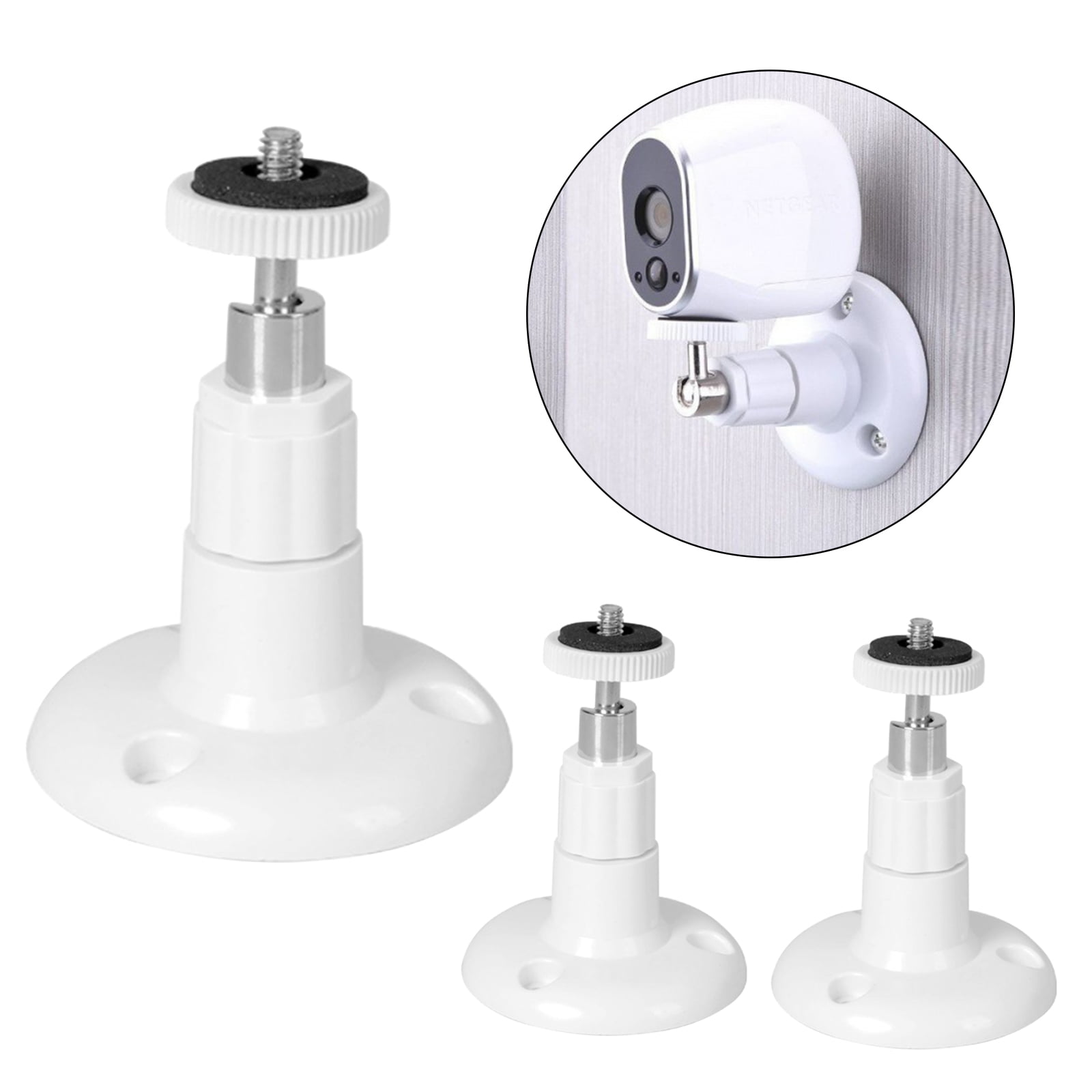 INSTEN 3 Pack Security Wall Adjustable Mount Bracket Pro 3 Pro 2 Other 1/4 Screw Camera Models Works with Outdoor Indoor Ceiling Wall Mounting White Compatible with Arlo Arlo Pro 
