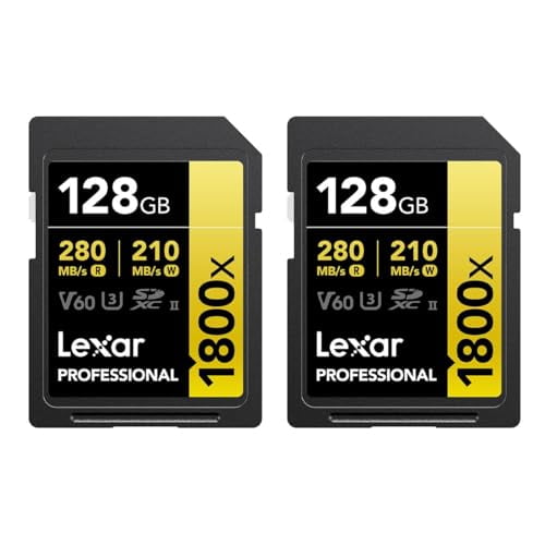 Lexar GOLD Series Professionnel 1800x 128 Go UHS-II Carte Mémoire SDXC, Lot de 2