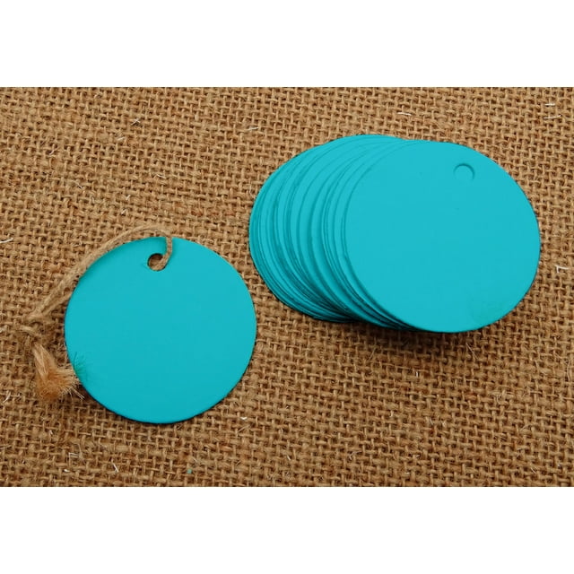 100 Pcs Round Blank Cardstock Hang Tag Wedding Party Favor Gift Tags With Free Natural Jute Twine - Colors Available