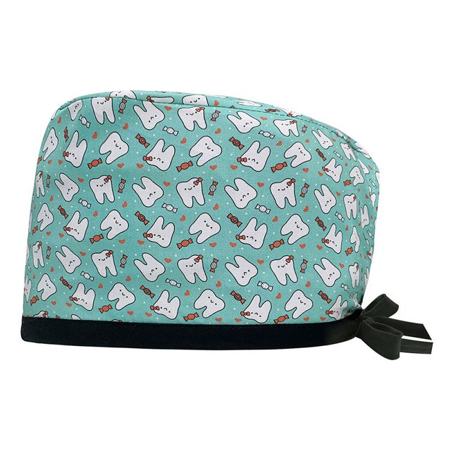 Gorro quirúrgico estampado de algodón para mujer, gorro de enfermera ajustable, gorro de limpieza bucal dental