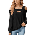thumbnail image 1 of Blusa de Verano con Escote Cuadrado y Hombros Descubiertos para Mujer, Color Negro, XXL, 1 of 8