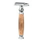 thumbnail image 1 of 1 pieza de maquinilla de afeitar de seguridad de doble filo con mango largo de madera natural, ma CACAGOO Navaja, 1 of 5