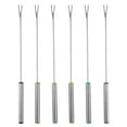 thumbnail image 2 of 6-Piece Stainless Steel Fondue Forks Set with Heat Resistant Handle Color Coded Marshmallow Roasting Skewers for BBQ Fruits Vegetables Grilling Tools, 2 of 6