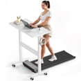 thumbnail image 1 of Mobile Walking Pad Desk with Wheels - Pneumatic Small Rolling Standing Desk Riser (28-43.7”) Perfect for Treadmill & Portable Computer Table for Home Office - Chic White Design, 1 of 3