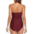 thumbnail image 2 of Inadays Slimming One Piece Bathing Suit for Women Slimming Halter Swimsuits Tummy Control Monikini Sexy Swimwear for Big Busted Curvy Woman, Wine Red, 2XL, 2 of 8